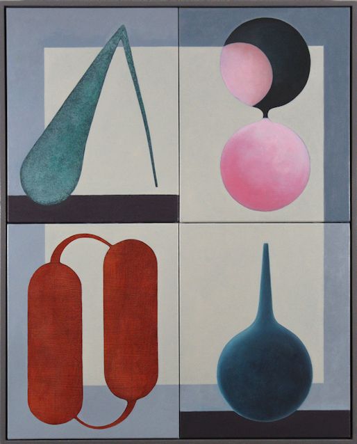 painting by Peter Colstee of still life with red floor